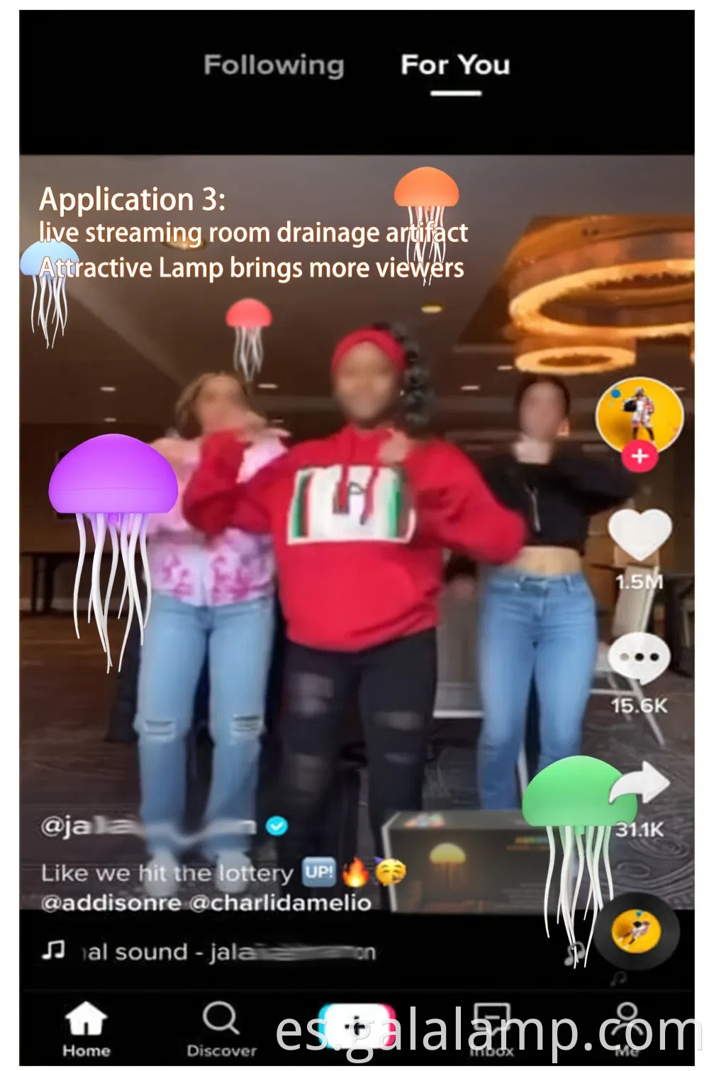 Lámpara moderna de mesa de medusas con luz LED de cambio de color ajustable